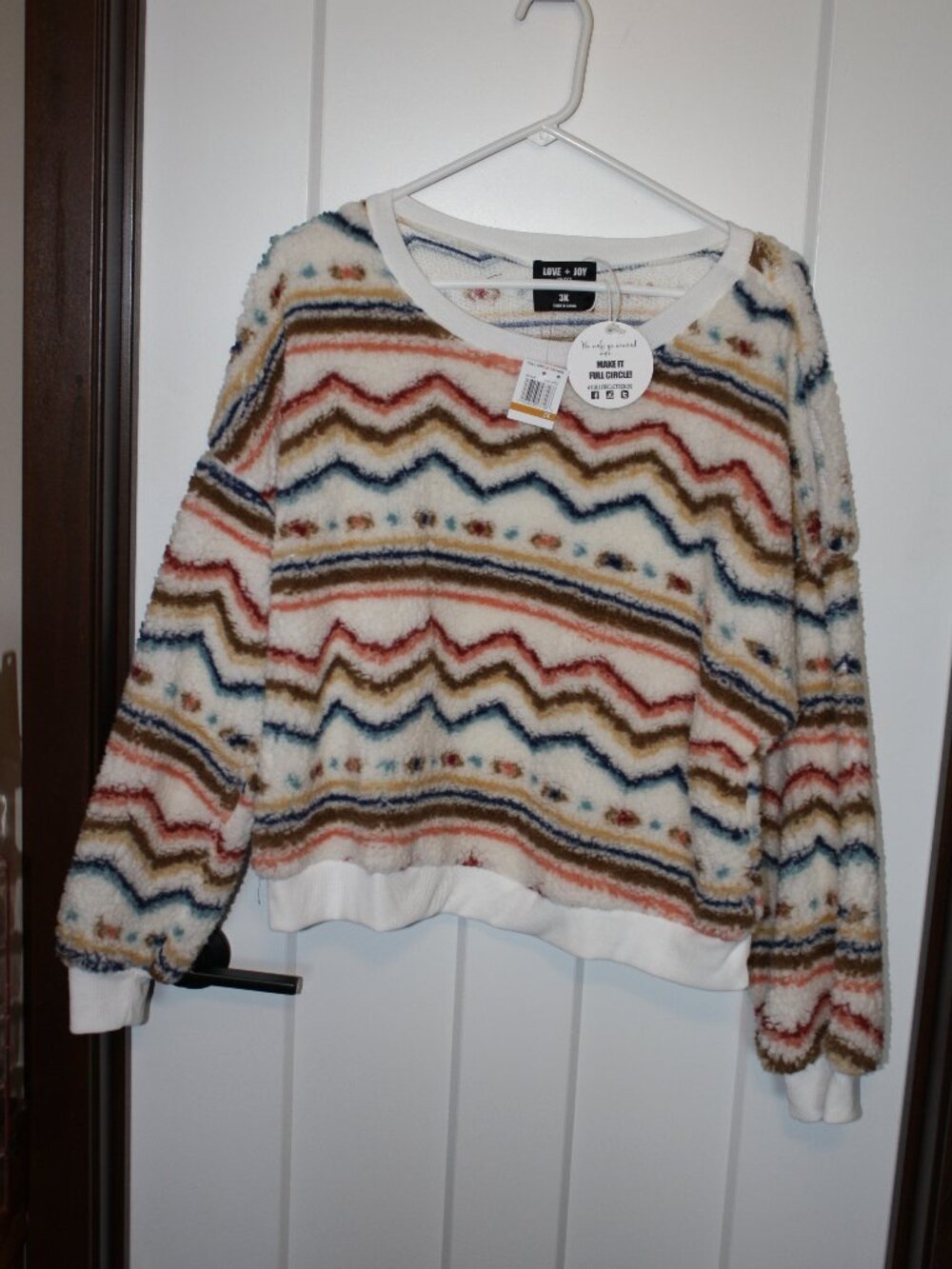 Love & Joy, Fleece pull over in earth tones. Plus size 3X, NWT